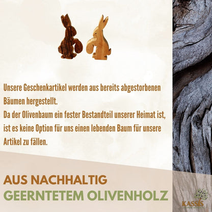 Osterhase mit Ei aus Olivenholz & Rinde