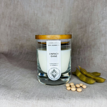 Soy Scented Candle "Simply Without" - unscented, 100% soy wax