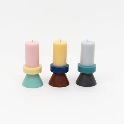 Stack Candle Tall – Rosa, Hellgelb & Mint