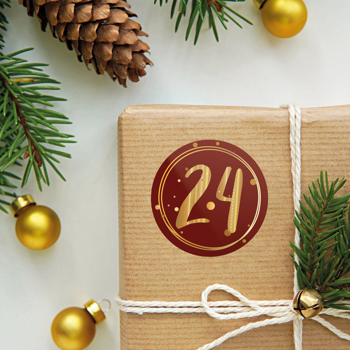 Adventskalender-Zahlenaufkleber 1–24 – 4 Farben