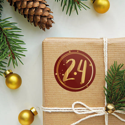 Adventskalender-Zahlenaufkleber 1–24 – 4 Farben