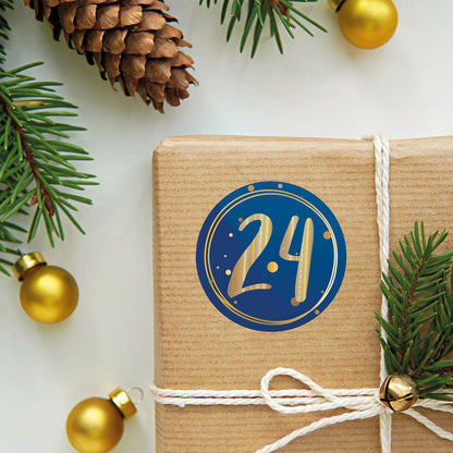 Adventskalender-Zahlenaufkleber 1–24 – 4 Farben