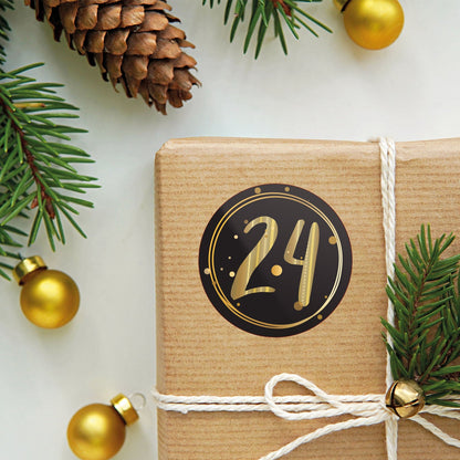 Adventskalender-Zahlenaufkleber 1–24 – 4 Farben