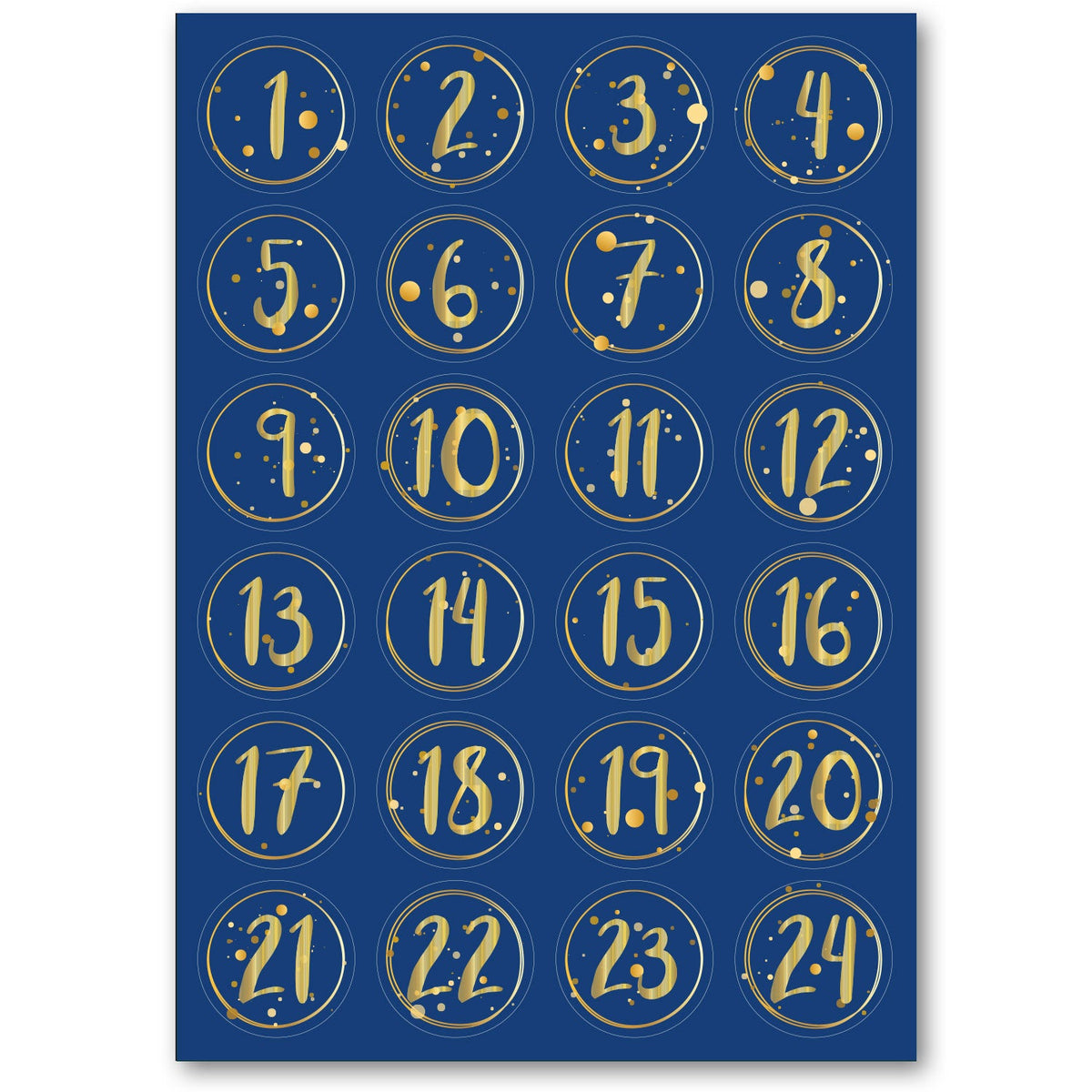 Adventskalender-Zahlenaufkleber 1–24 – 4 Farben