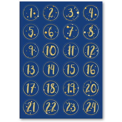 Adventskalender-Zahlenaufkleber 1–24 – 4 Farben