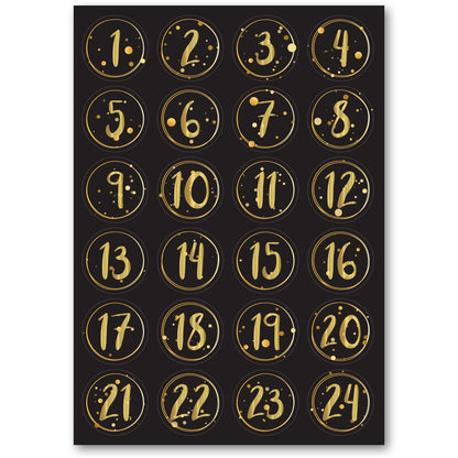 Adventskalender-Zahlenaufkleber 1–24 – 4 Farben