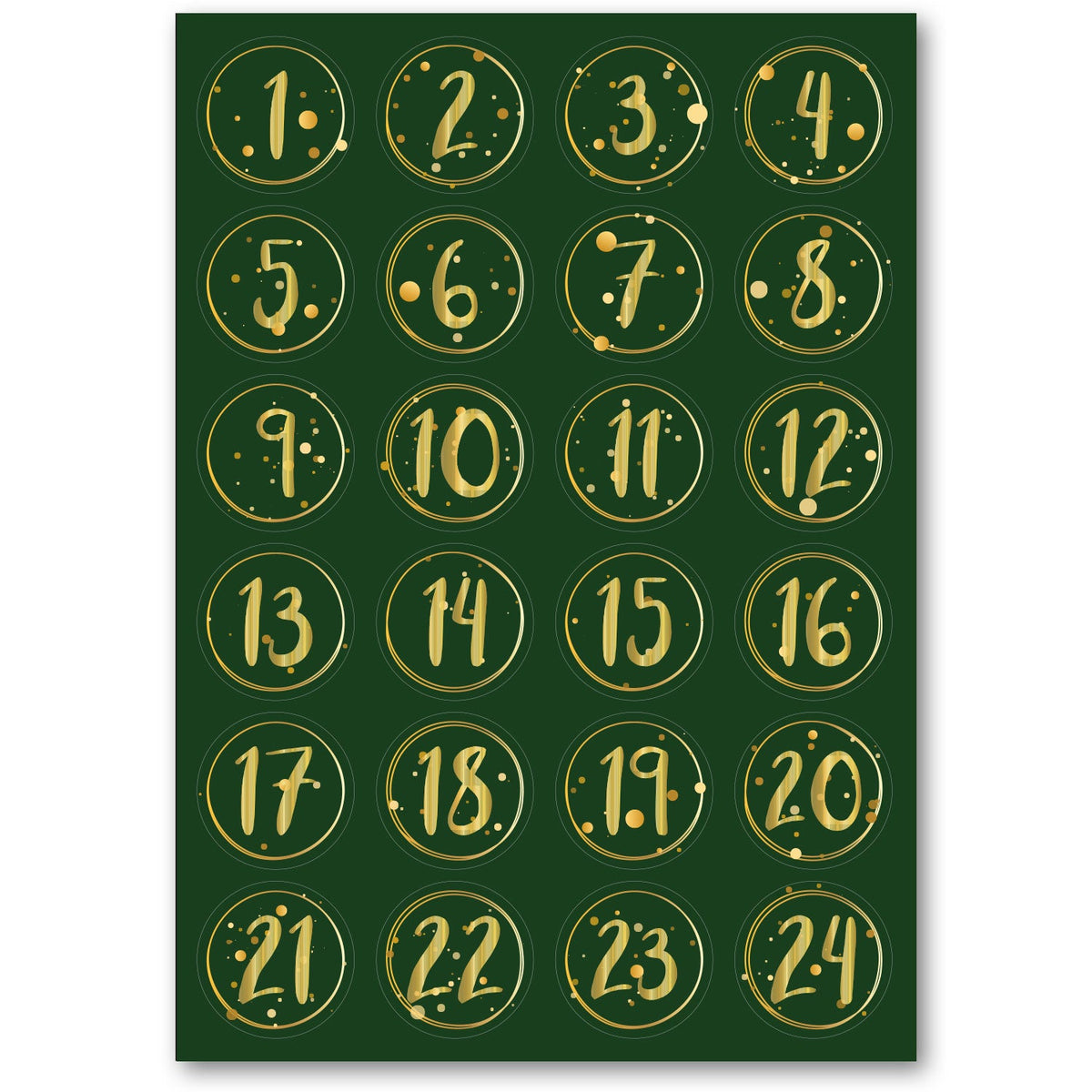 Adventskalender-Zahlenaufkleber 1–24 – 4 Farben