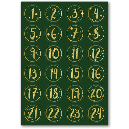 Adventskalender-Zahlenaufkleber 1–24 – 4 Farben