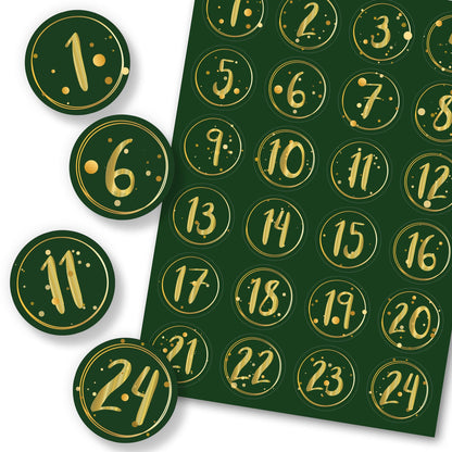 Adventskalender-Zahlenaufkleber 1–24 – 4 Farben