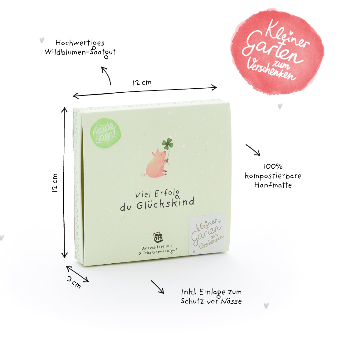 Pflanzkästchen „Viel Erfolg, Glückskind“ – Produktdetails