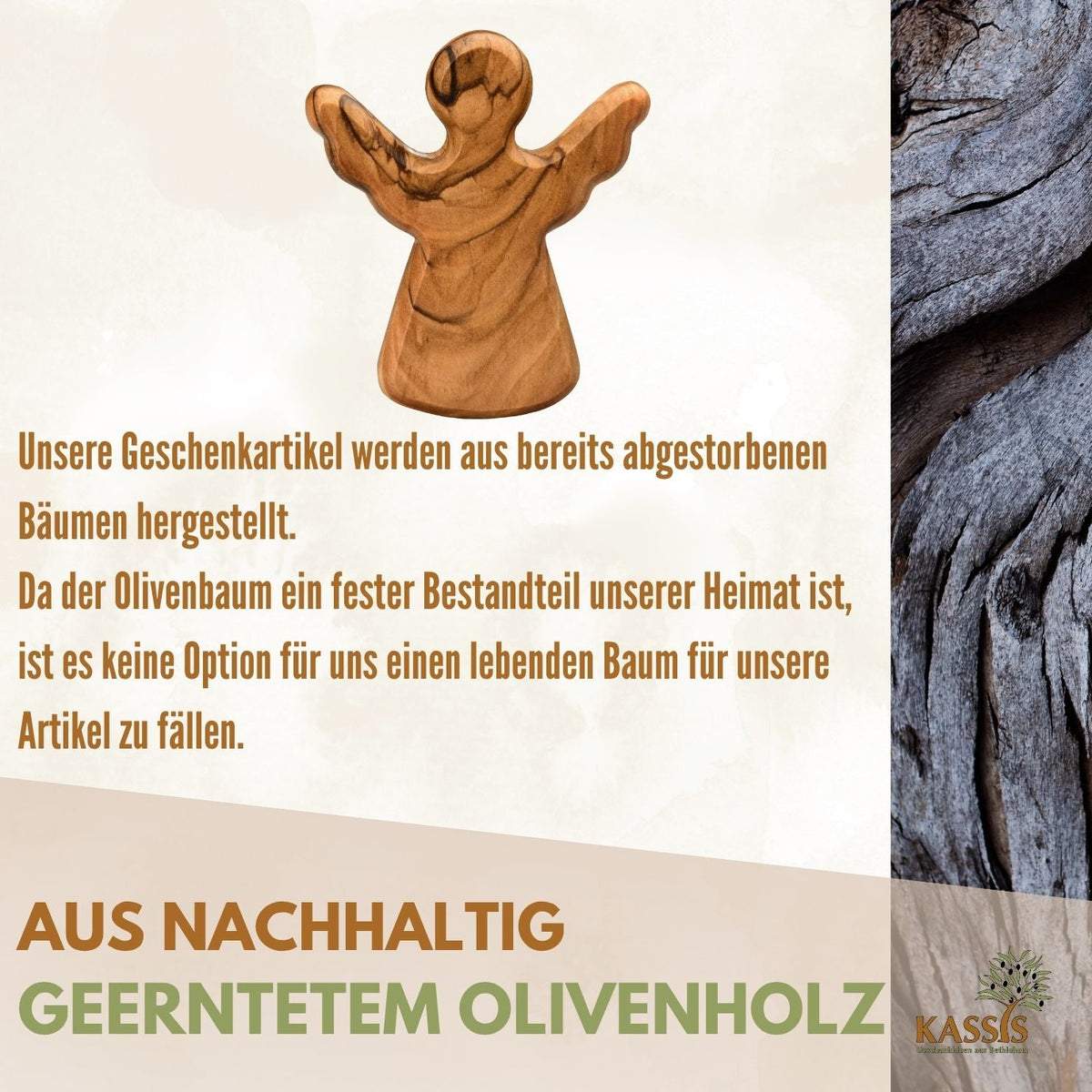 Olivenholz-Schutzengel ohne Gravur – 6 cm – weitere Produktansicht 9 von 11