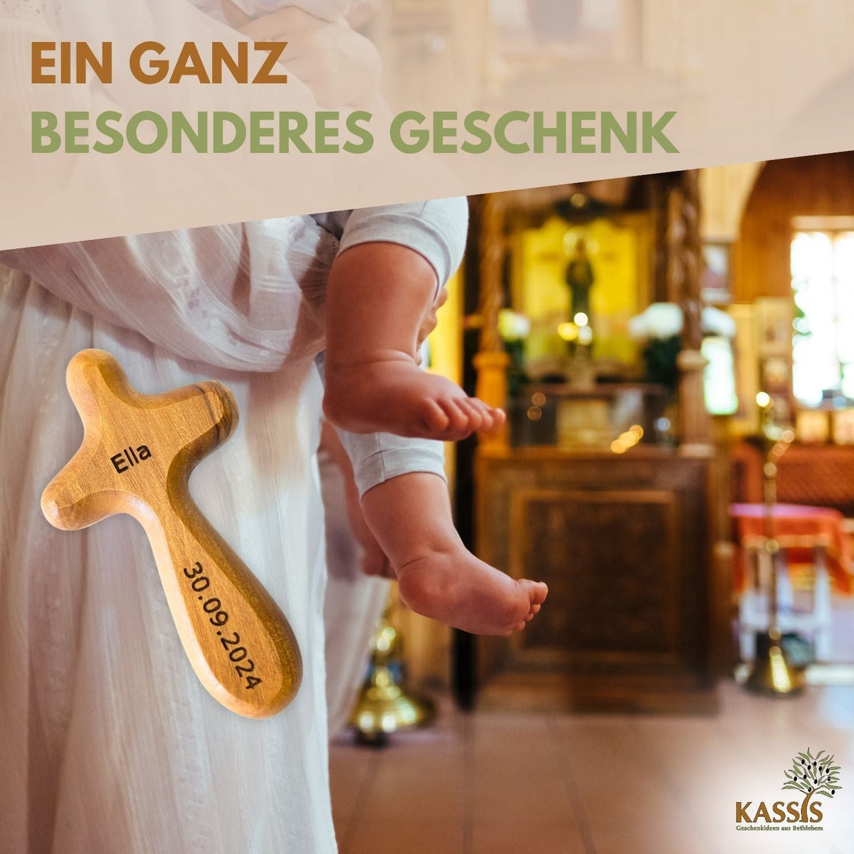 Olivenholz-Handkreuz ohne Gravur – 7 bis 10,5 cm – weitere Produktansicht 5 von 13