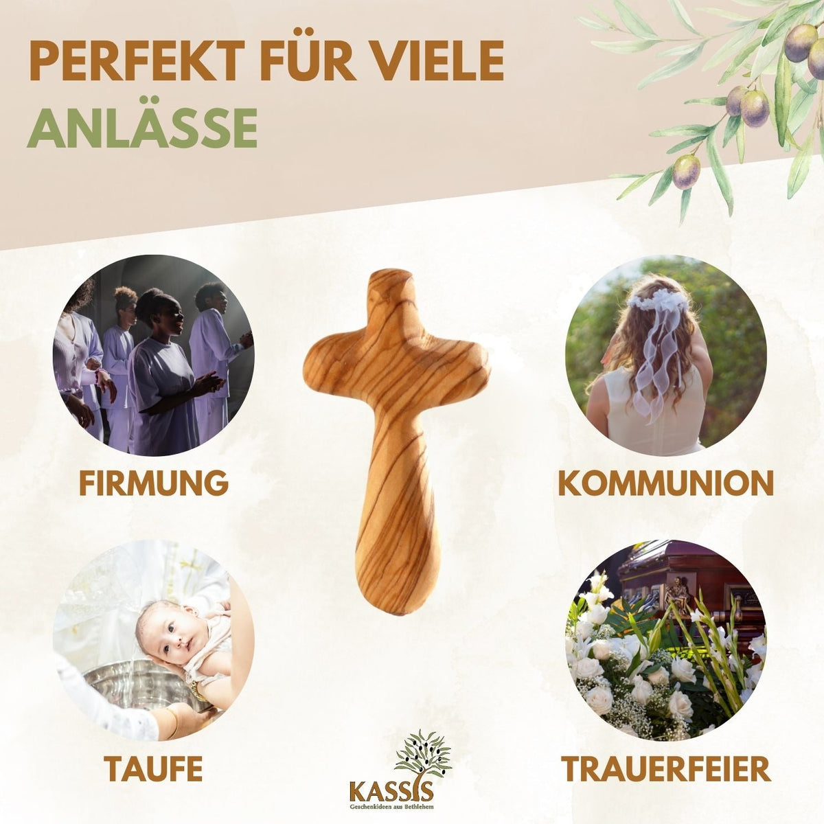 Olivenholz-Handkreuz mit Gravur – 7 bis 10,5 cm – weitere Produktansicht 7 von 13