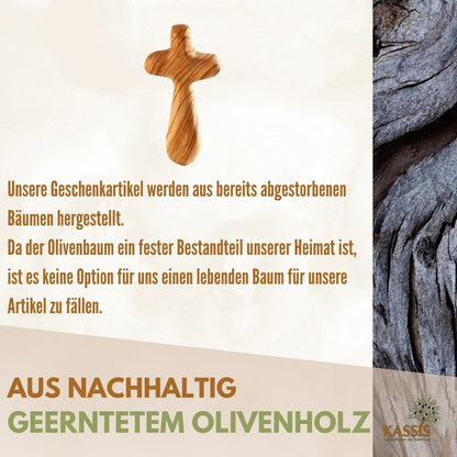 Olivenholz-Handkreuz ohne Gravur – 7 bis 10,5 cm – weitere Produktansicht 8 von 13
