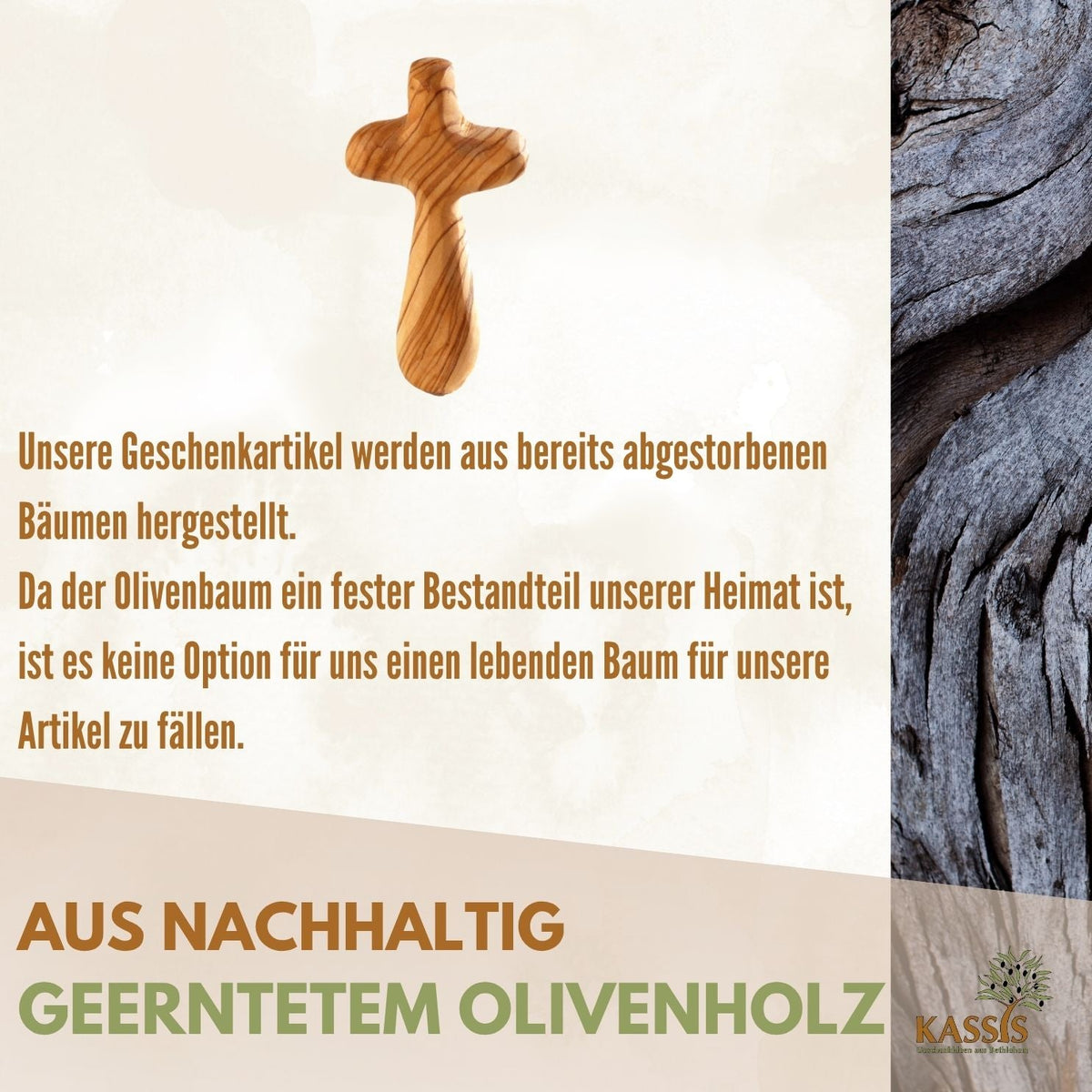 Olivenholz-Handkreuz mit Gravur – 7 bis 10,5 cm – weitere Produktansicht 8 von 13