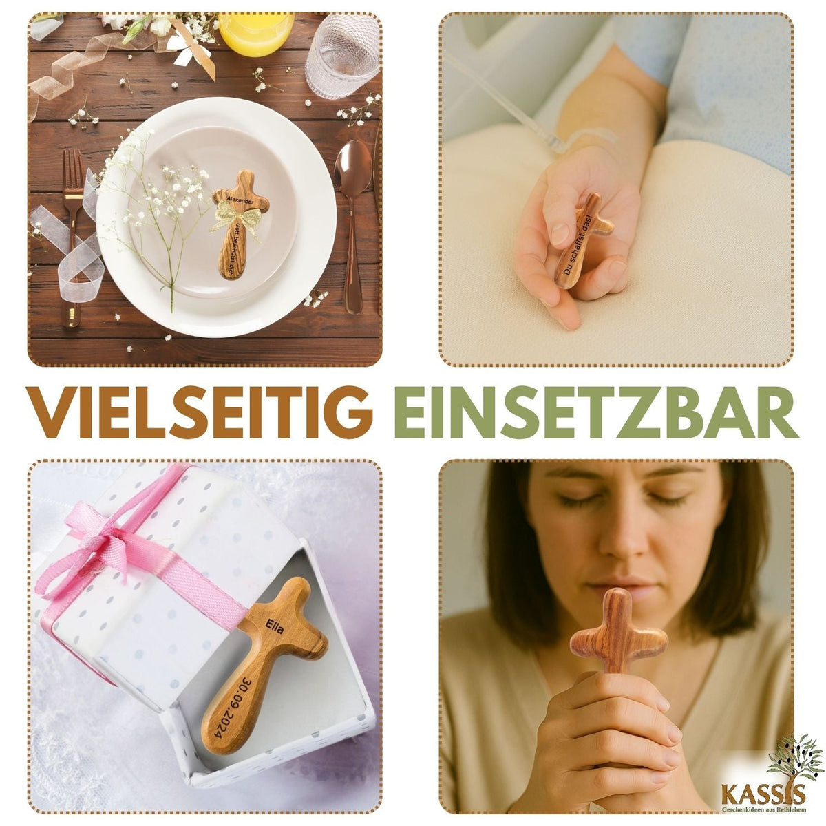 Olivenholz-Handkreuz ohne Gravur – 7 bis 10,5 cm – weitere Produktansicht 10 von 13