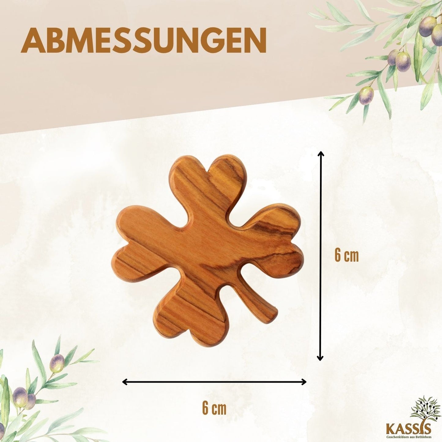 Kleeblatt aus Olivenholz – Handschmeichler & Glücksbringer