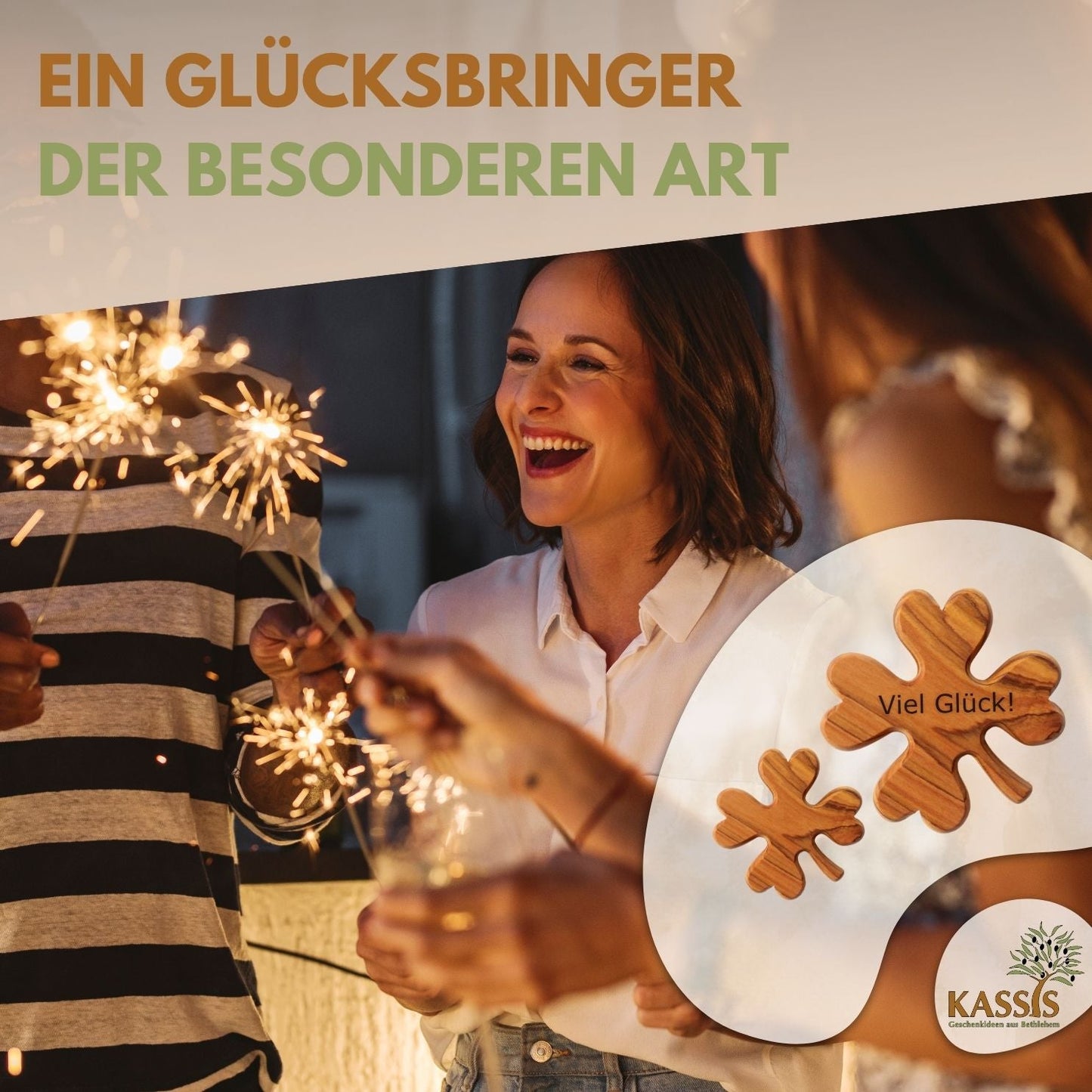 Kleeblatt aus Olivenholz – Handschmeichler & Glücksbringer