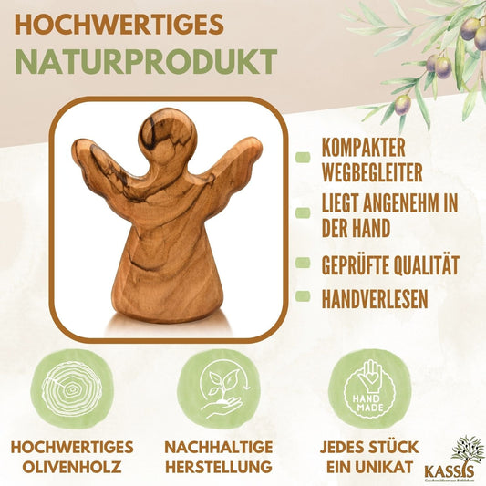 Olivenholz-Schutzengel mit Gravur – 6 cm – weitere Produktansicht 2 von 11