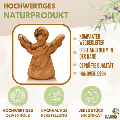 Olivenholz-Schutzengel mit Spruch „Alles Gute“ – weitere Produktansicht 2 von 11
