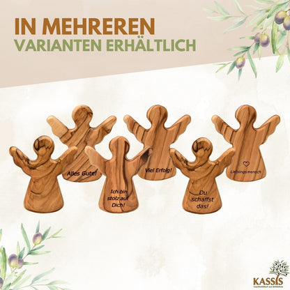Olivenholz-Schutzengel mit Spruch „Alles Gute“ – weitere Produktansicht 6 von 11