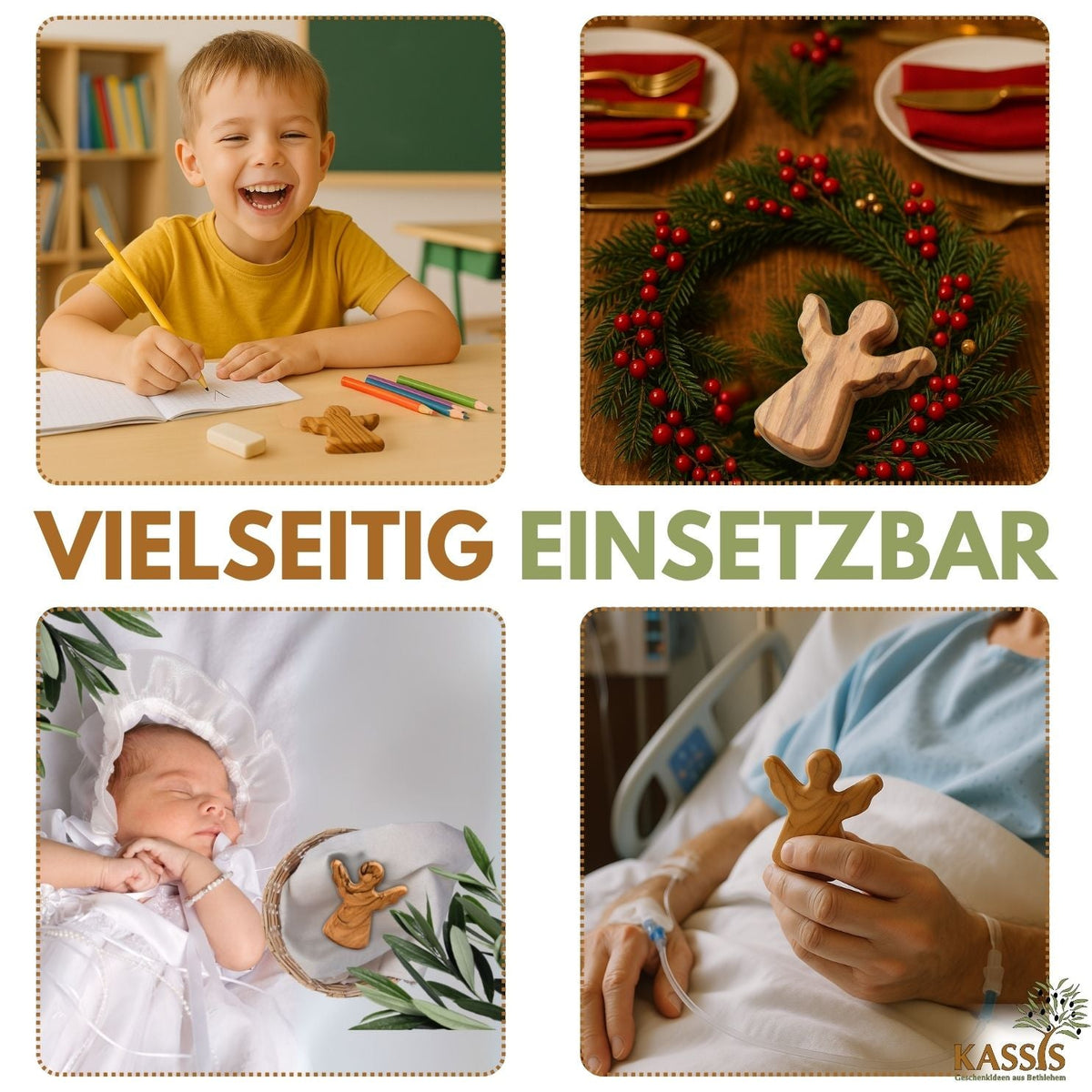 Olivenholz-Schutzengel mit Spruch „Alles Gute“ – weitere Produktansicht 11 von 11