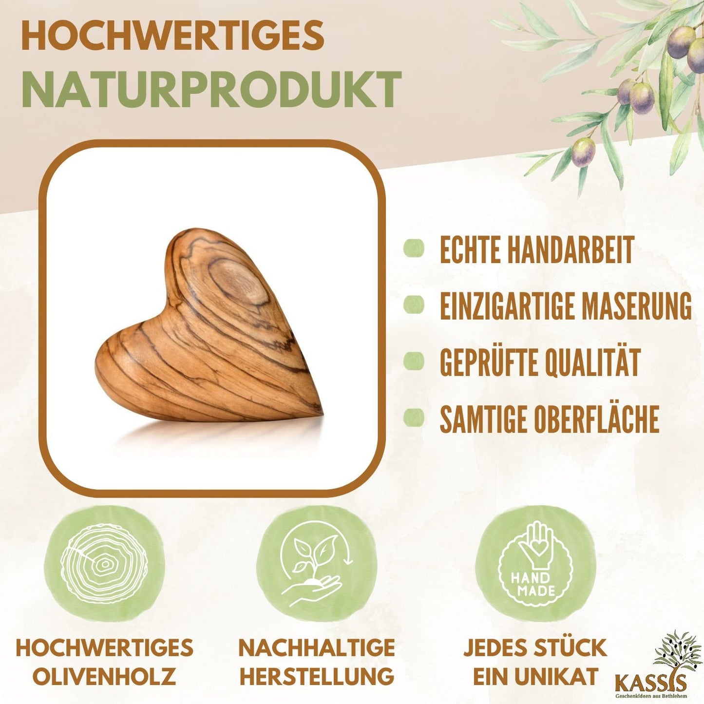 Olivenholz-Herz – Handschmeichler & kleines Geschenk