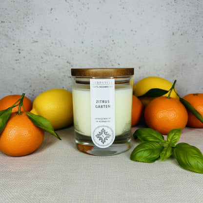 Soy Scented Candle "Citrus Garden" – fresh citrus scent with herbs
