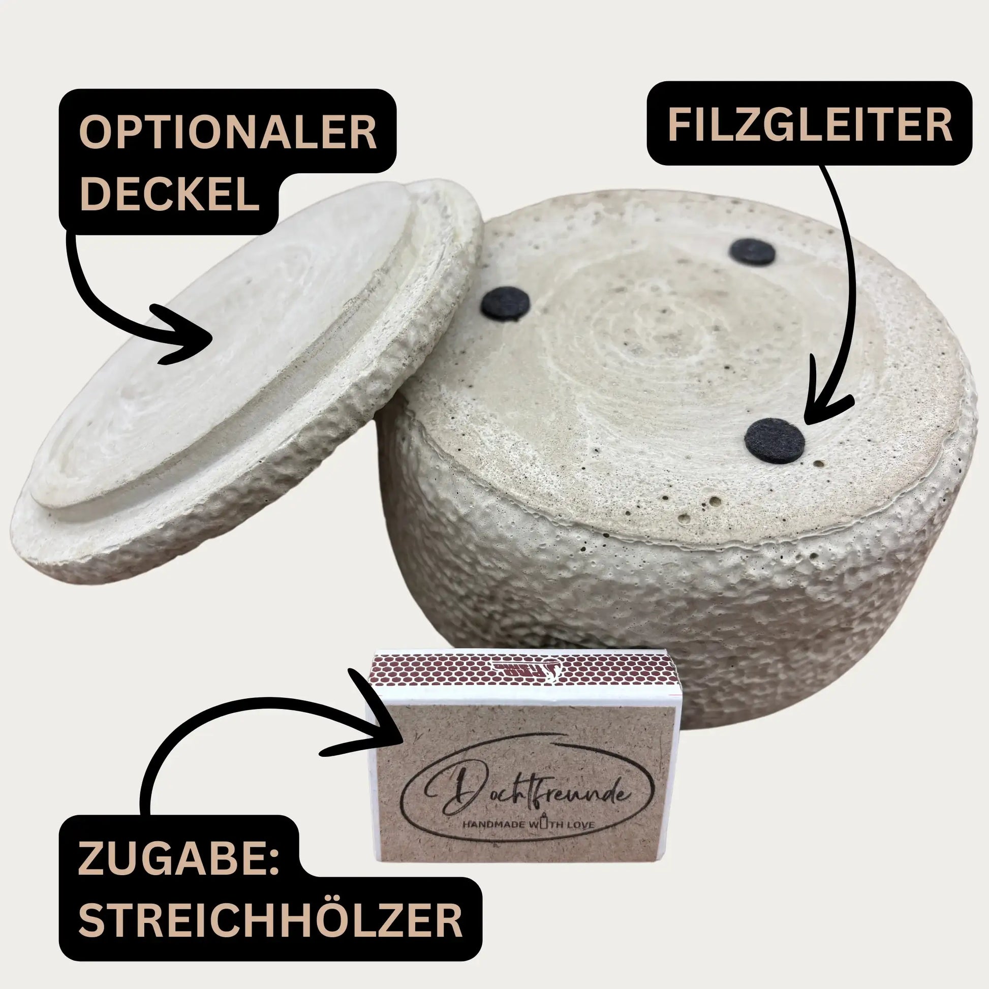 Citronella-Betonkerze „Mugge Schreck“ – Handgemachte Outdoor-Kerze mit natürlichem Insektenschutz - by SteinKunstWerk | Outdoor aus nachhaltiger Herstellung