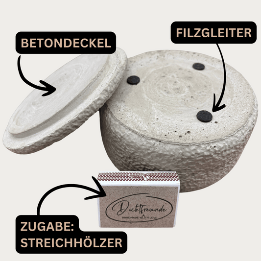 Grey Cinnamon Duftkerze im grauen Betongefäß – handgegossene Kerze für Innenräume