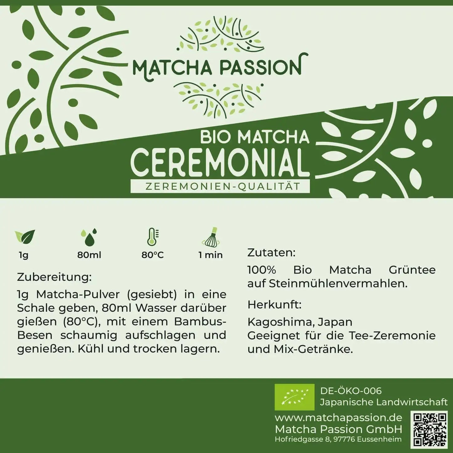 Bio Matcha Ceremonial 30g Dose - by SteinKunstWerk | Matcha aus nachhaltiger Herstellung