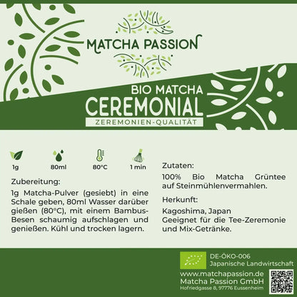 Bio Matcha Ceremonial 30g Dose - by SteinKunstWerk | Matcha aus nachhaltiger Herstellung
