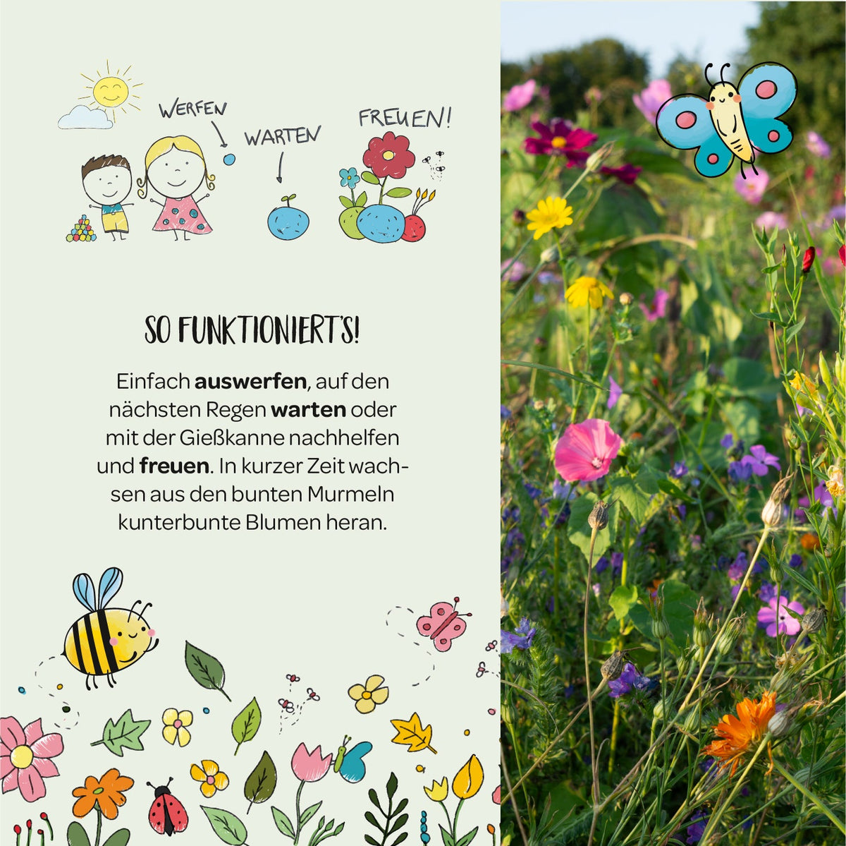 10 Oster-Tütchen „Frohe Ostern“ mit 50 Saatkugeln – Produktansicht