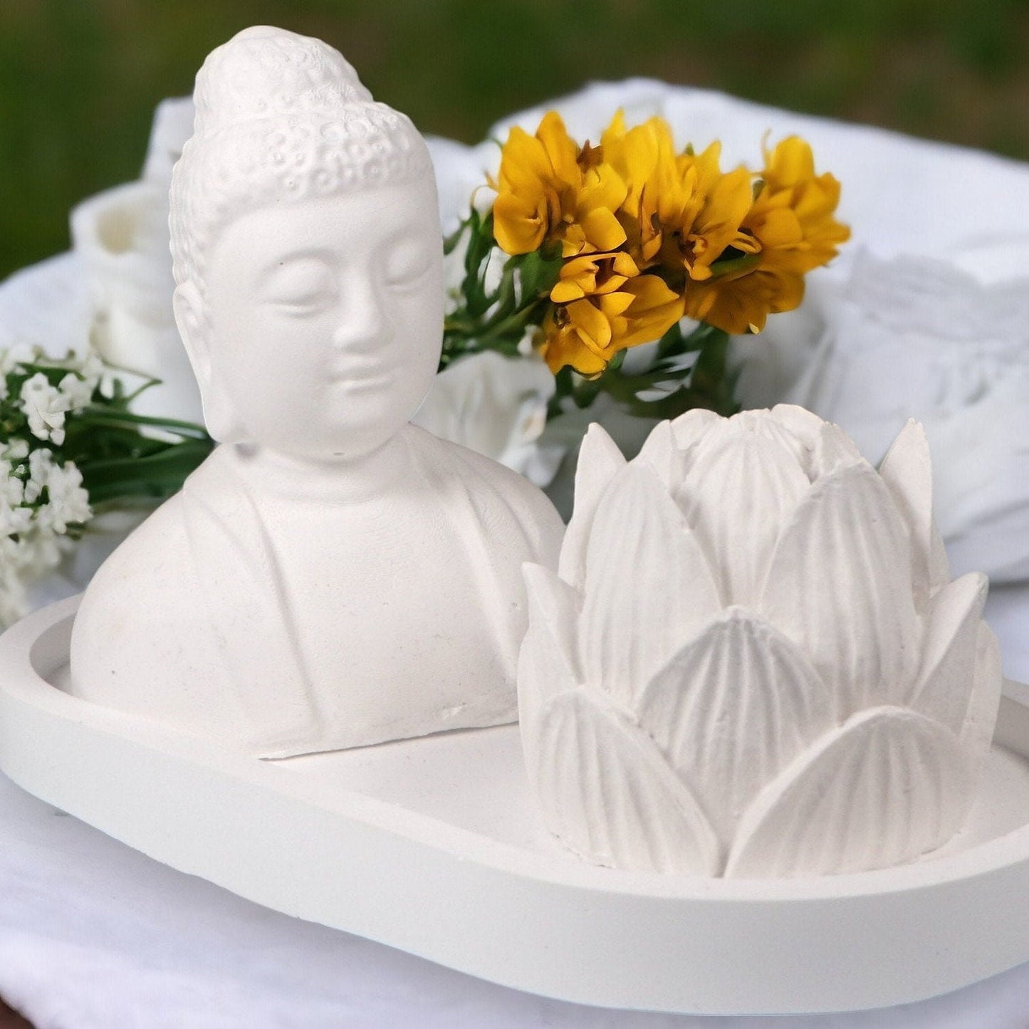 Buddha - Zen Meditation Set, Wunschfarbe, massiv, Zusammenstellung nach deiner Wahl, handgefertigt, finde innere Balance und Ruhe. Stein.Kunst.Werk.