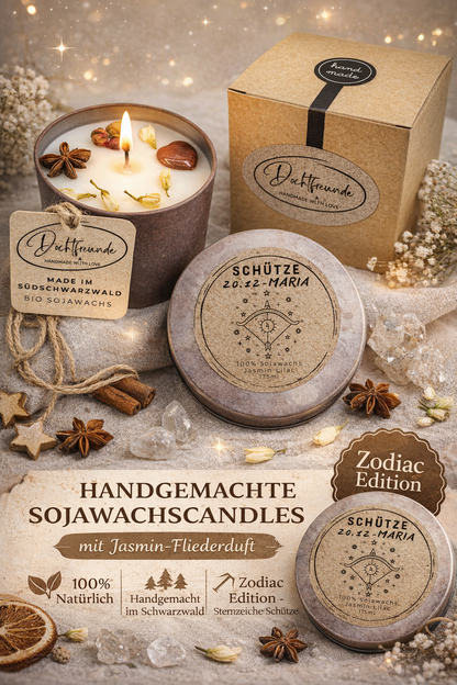 Personalisierte Sternzeichen Kerze – persönliches Geschenk für alle 12 Zeichen