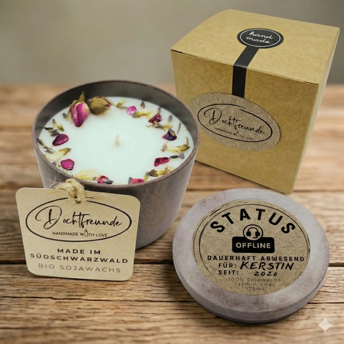 DochtFreunde | Geschenk zur Rente & ATZ personalisiert | Kerze Ruhestand | Wunschname und Jahr eingeben