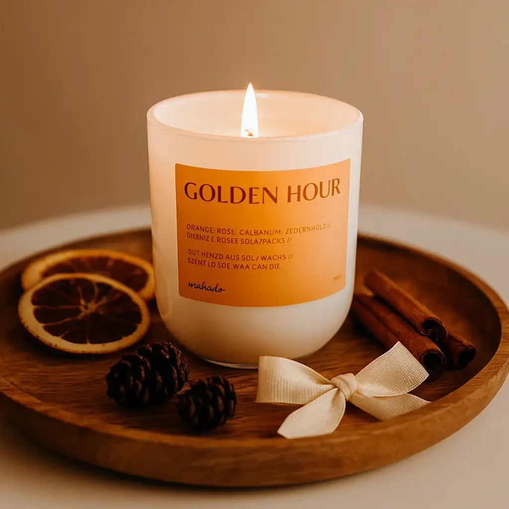 Duftkerze "Golden Hour" – Wärme & Eleganz - by SteinKunstWerk | Duftkerze aus nachhaltiger Herstellung