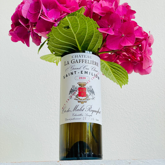 Upcycling-Vase Château La Gaffelière 1er Grand Cru Classé Saint-Emilion Cte de Malet Roquefort – handgefertigtes Upcycling-Produkt von GAHRDSGN