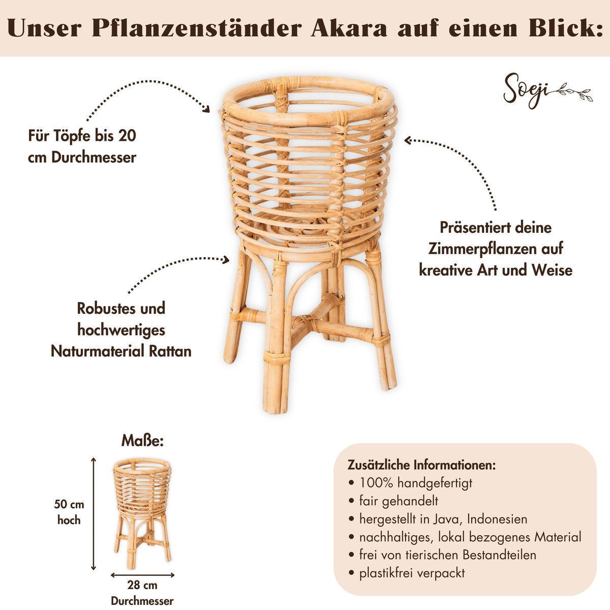 Pflanzenständer AKARA – Rattan