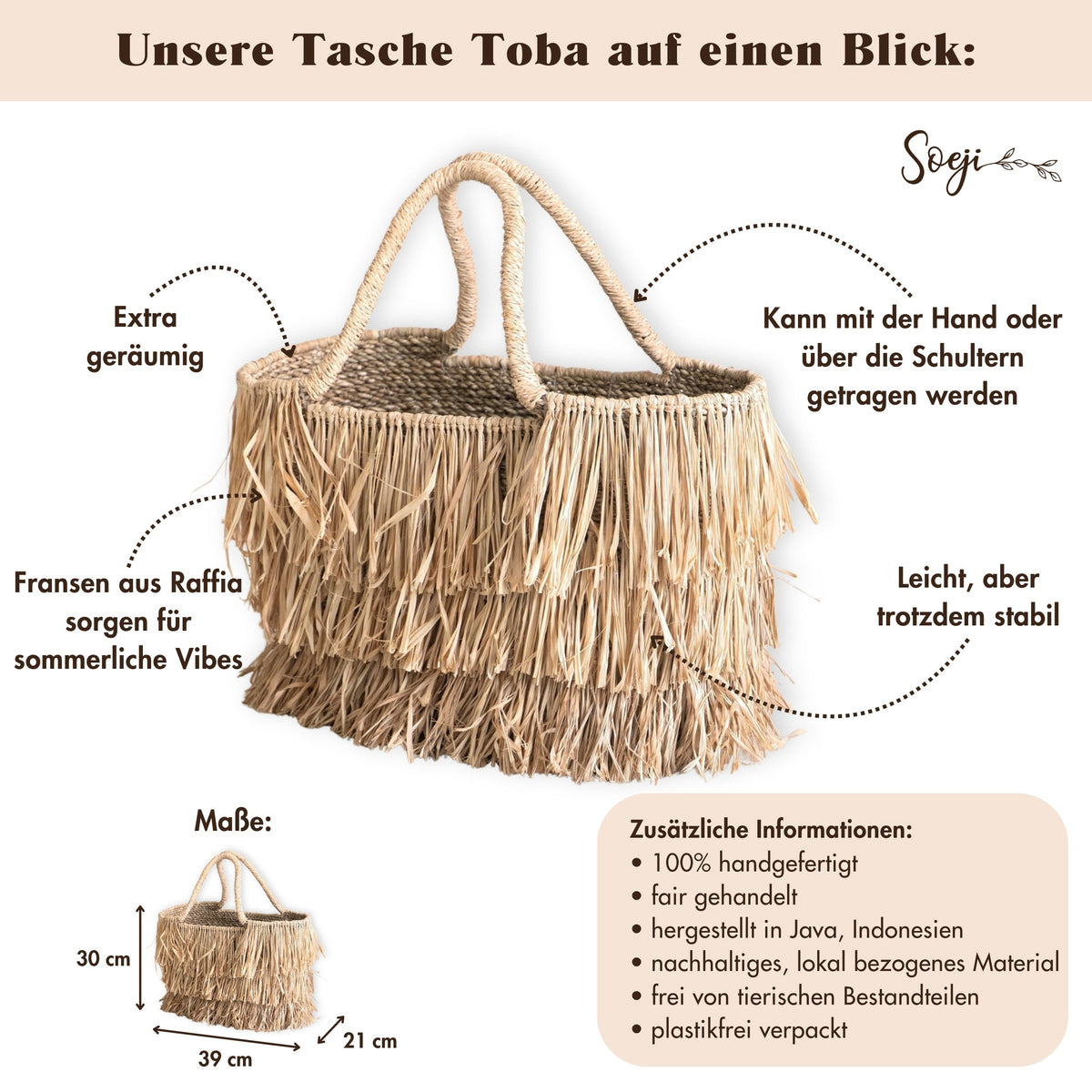 Handtasche TOBA – Raffia