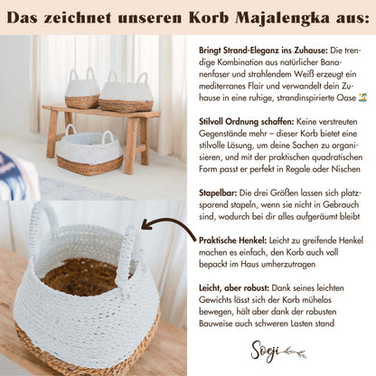 Flechtkorb MAJALENGKA (weiß) – Bananenfaser