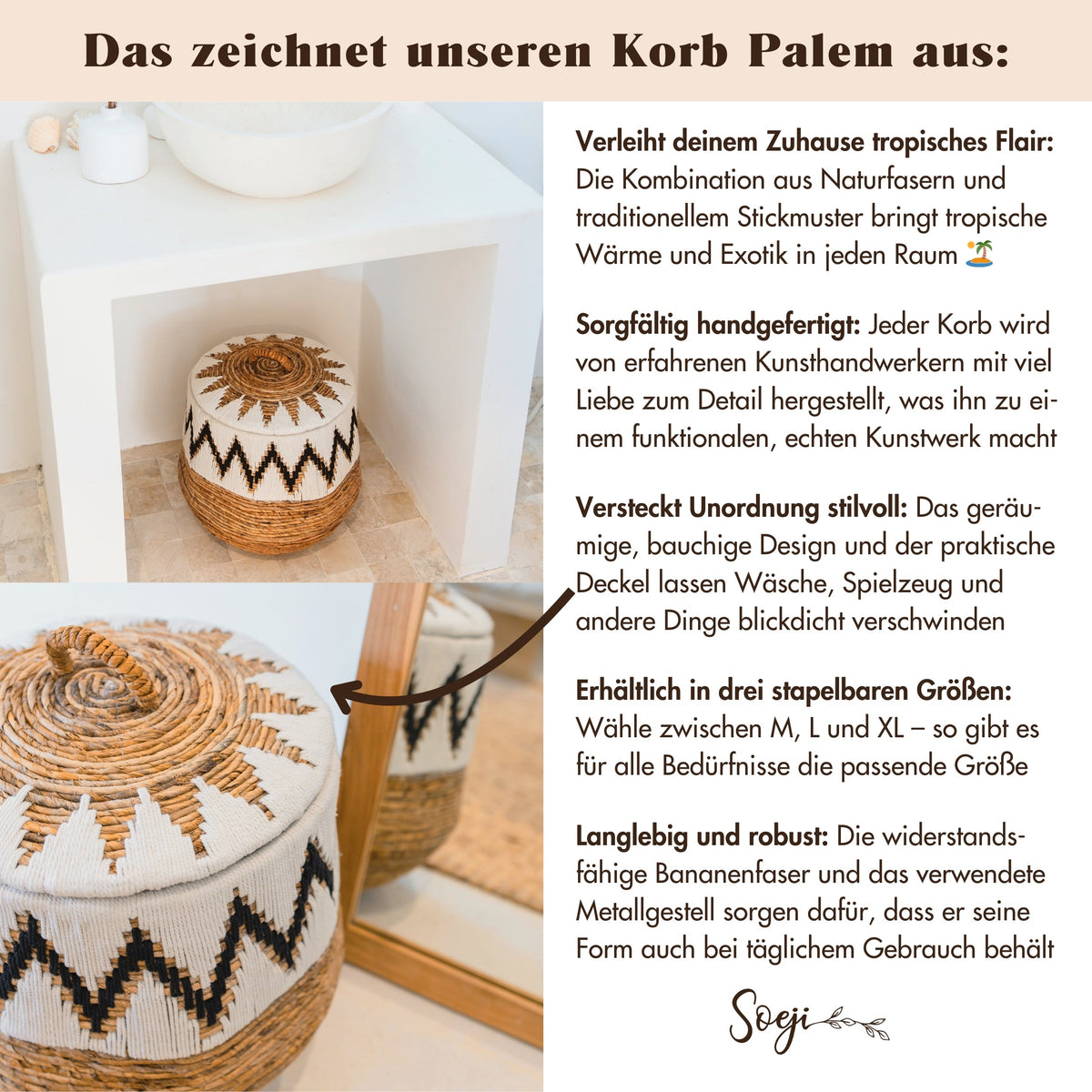 Wäschekorb PALEM – Bananenfaser