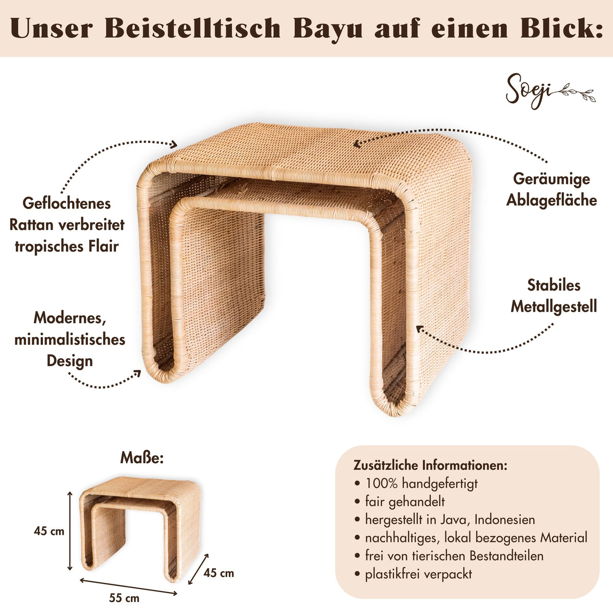 Beistelltisch BAYU – Rattan