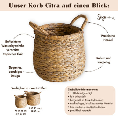 Wäschekorb CITRA – Wasserhyazinthe