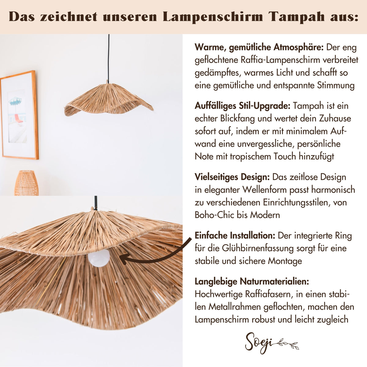 Lampenschirm TAMPAH – Raffia
