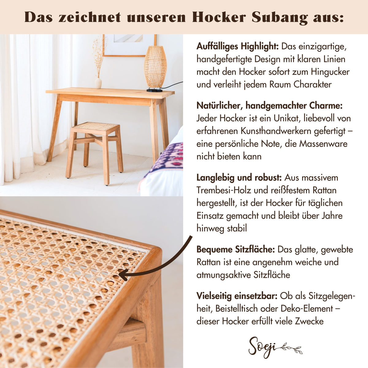 Sitzhocker SUBANG – Rattan
