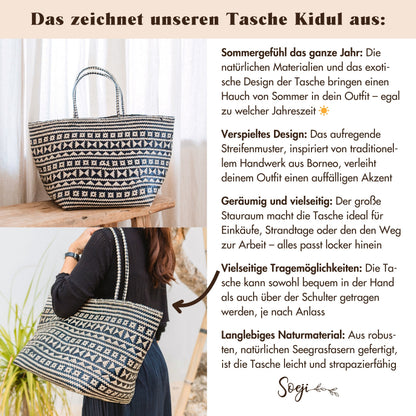 Handtasche KIDUL (schwarz) – Seegras