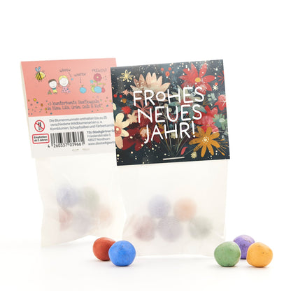 10×5 Blumenmurmeln „Frohes neues Jahr“ – Produkt-Freisteller