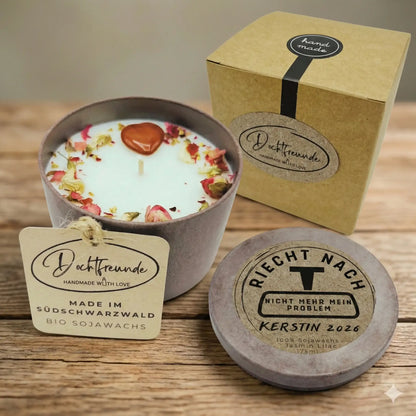 DochtFreunde | Geschenk zur Rente & ATZ personalisiert | Kerze Ruhestand | Wunschname und Jahr eingeben