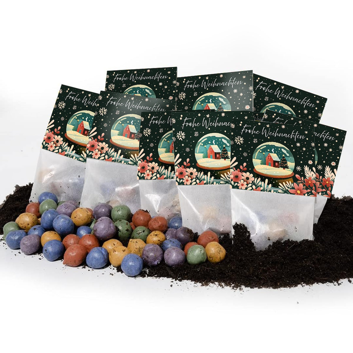 Blumenmurmeln Schneekugel – mehrere Geschenkverpackungen zusammen